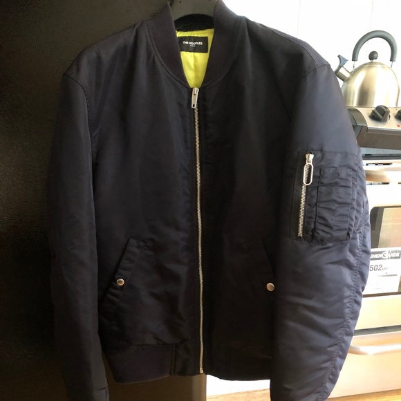 QUILTED TECHNICAL NAVY BLUE BOMBER JACKET - Picture 2 of 4